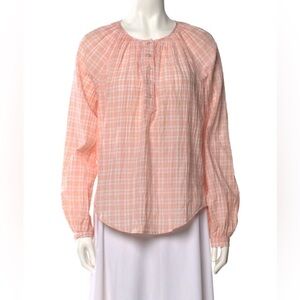Veronica Beard Size M • Pink Plaid Arga Long Sleeve Blouse.